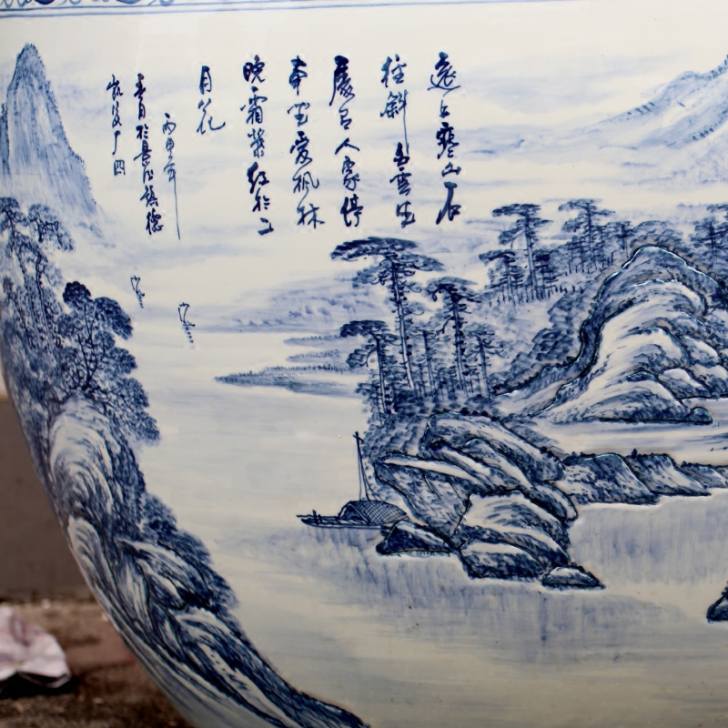 Jingdezhen ceramic its hand - made landscape painting the sitting room aquarium household garden furnishing articles calligraphy and painting the tortoise cylinder