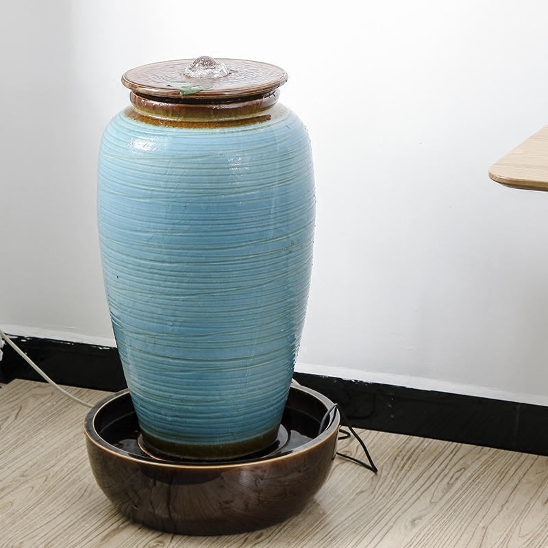 Ceramic European sitting room ground water fountain creative furnishing articles ornaments large - scale humidifier wedding gift