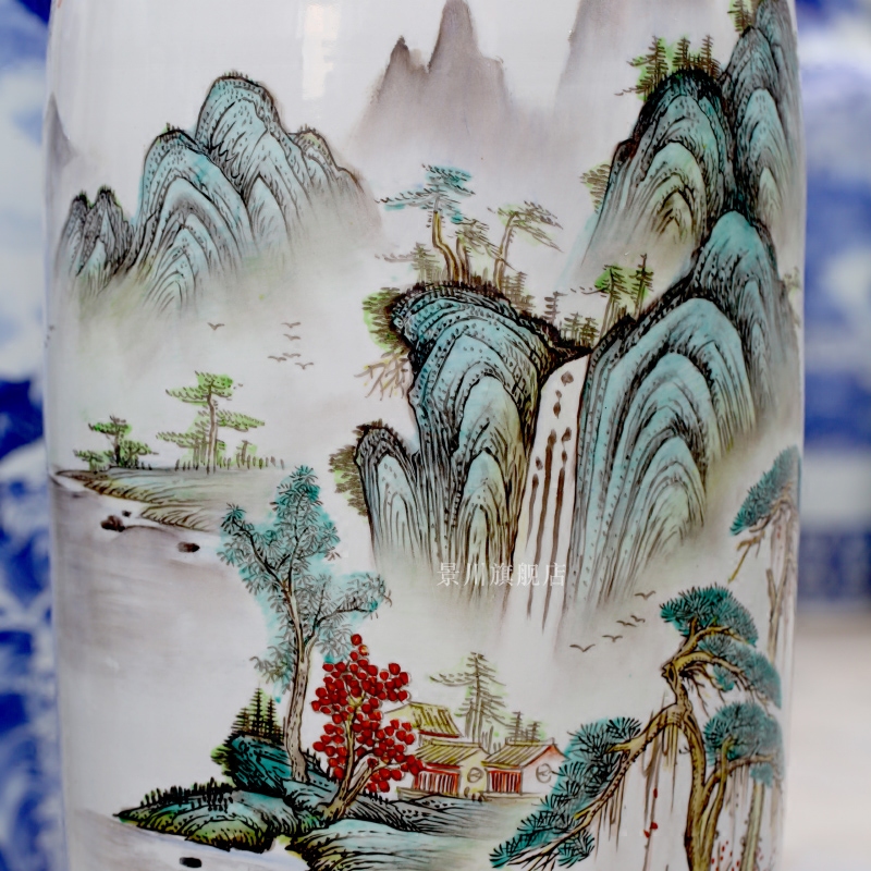 Jingdezhen ceramics pastel landscapes of large vase sitting room of Chinese style household act the role ofing is tasted furnishing articles in the hotel lobby