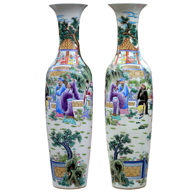 Jingdezhen ceramic hand - made pastel ensemble of large vase home sitting room hotel Chinese large - sized furnishing articles