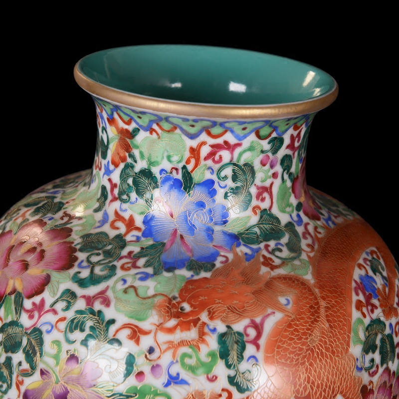 High - grade jingdezhen ceramics antique hand - made silk wulong vase furnishing articles sitting room decoration home decoration process