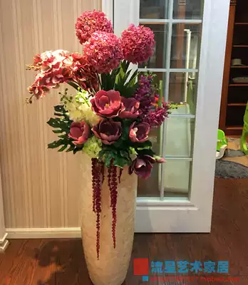 High-end floor vase simulation floral set living room sample house display center model room European modern decoration decoration