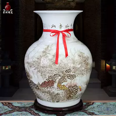 Jingdezhen ceramic hand-painted freehand landscape flower arrangement storage vase floor large countertop Fulu bottle home decoration