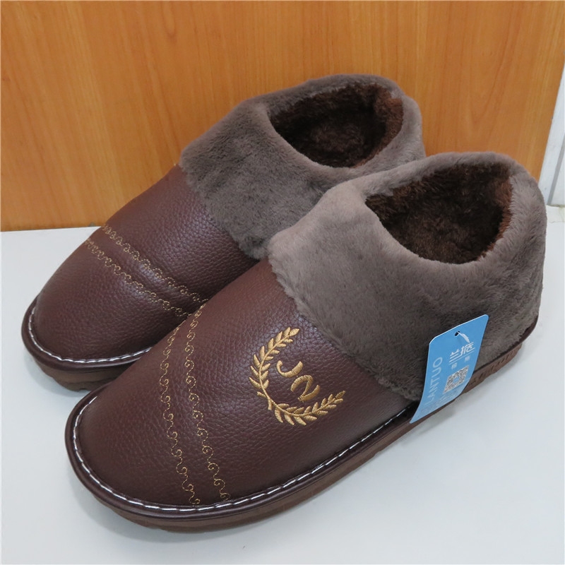 Special Size Bag Heel Cotton Shoes 48 48 49 50 Gats Widening For Overweight Men Thickened Warm Leather Face Cotton Slippers Winter