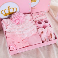 Mùa xuân và mùa hè Bộ quà tặng cho bé sơ sinh công chúa cotton quần áo bé trăng tròn trăm ngày tạo dáng quần áo rượu vang hộp quà tặng cho bé sơ sinh