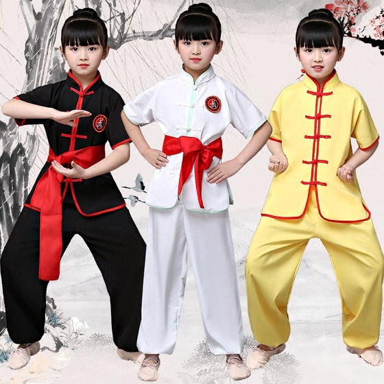 Children's martial arts spring and autumn boys and girls four-sided elastic training clothes martial arts training clothes long and short-sleeved performance clothes Chinese style