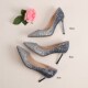 Wedding shoes 2021 new bride show Wo master wedding dress two wear crystal shoes etiquette silver gold high heels female stiletto