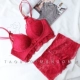 Sexy Lace Palm In Dày ngực nhỏ Tập hợp điều chỉnh Không có vòng thép liền mạch Red Bra Bộ đồ lót