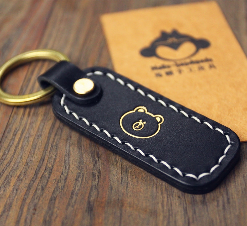 Maison handmade new pure cow leather key buckle anti-loss card leather license plate luggage listing custom lettering