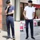 Đồng phục học sinh nam phù hợp với học sinh trung học cơ sở mùa hè mỏng phần màu xanh học sinh trung học - Thể thao sau