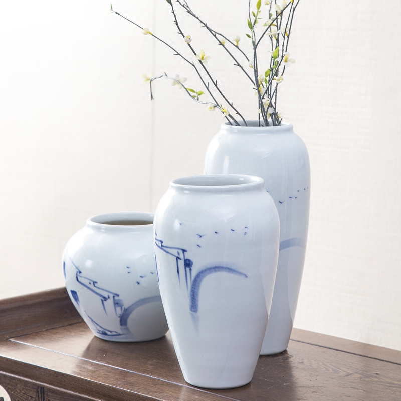 New Chinese style of jingdezhen ceramic vase sitting room simulation flowers, dried flowers, flower arrangement furnishing articles household soft adornment ornament