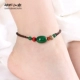 Yan Yu Jiang Nam quốc gió mắt cá chân nữ retro dệt tay Vân Nam trang sức xanh mã não Trung Quốc chuỗi chân gió vòng chân titin ko gỉ Vòng chân