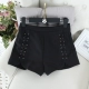 A22 phụ nữ mùa hè mới đôi dây đeo quần short màu rắn thẳng eo cao chẻ chia quần voan rộng chân nữ 7670 quần giả váy nữ đẹp Quần short