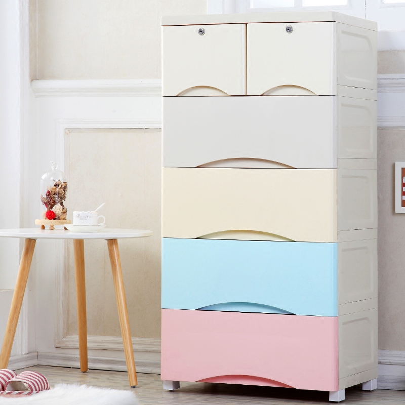 Fu Qiang drawer containing cabinet Children lockers Baby wardrobe Plastic containing box Baby finishing five bucket cabinets 