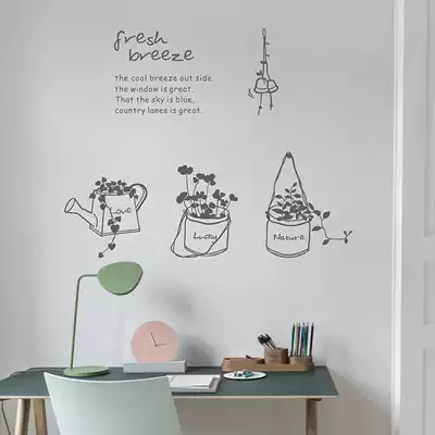 Hanging potted shop window self-adhesive wall sticker glass door window creative flower pot decoration wall sticker