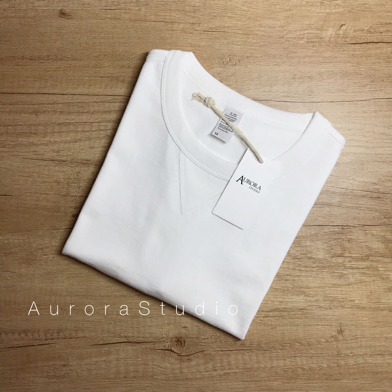 White T-Shirt, Japanese Heavyweight 270g Thick Pure Cotton Rolled Collar Short-Sleeve Base T-Shirt, Unisex Style # Fffffft in Stock
