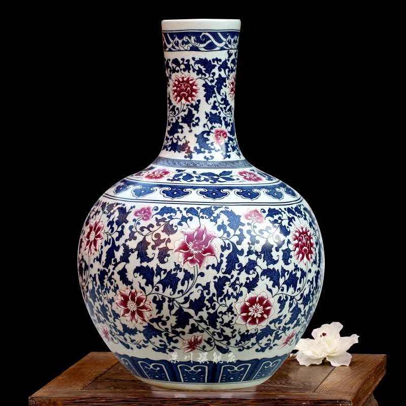 Jingdezhen chinaware lotus archaize youligong tangled branches bottle home sitting room mesa study office furnishing articles