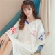 Mùa xuân và mùa thu và mùa hè gợi cảm cotton váy ngủ nữ dài tay cộng với phân bón XL đồ ngủ chất béo MM200 kg phụ nữ mang thai phần mỏng