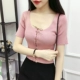 Mùa hè mới của phụ nữ phiên bản Hàn Quốc của đầu bó sát áo sơ mi mỏng top áo cổ tròn áo len ngắn tay ren hoang dã áo thun form rộng Áo / áo thun