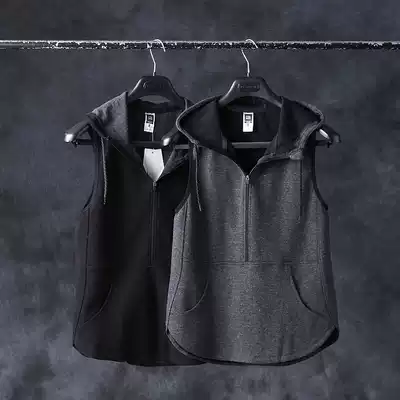 Foreign trade Men's vest waistless outer vest hooded sweatpants thick cotton T outdoor quick-drying fitness sports leisure outside vest