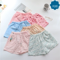 Quần pyjama quần short nữ mùa hè mỏng phần cotton gạc đôi quần nhà rộng kích thước lớn ba quần quần ngắn quần nửa đơn giản quần âu nam