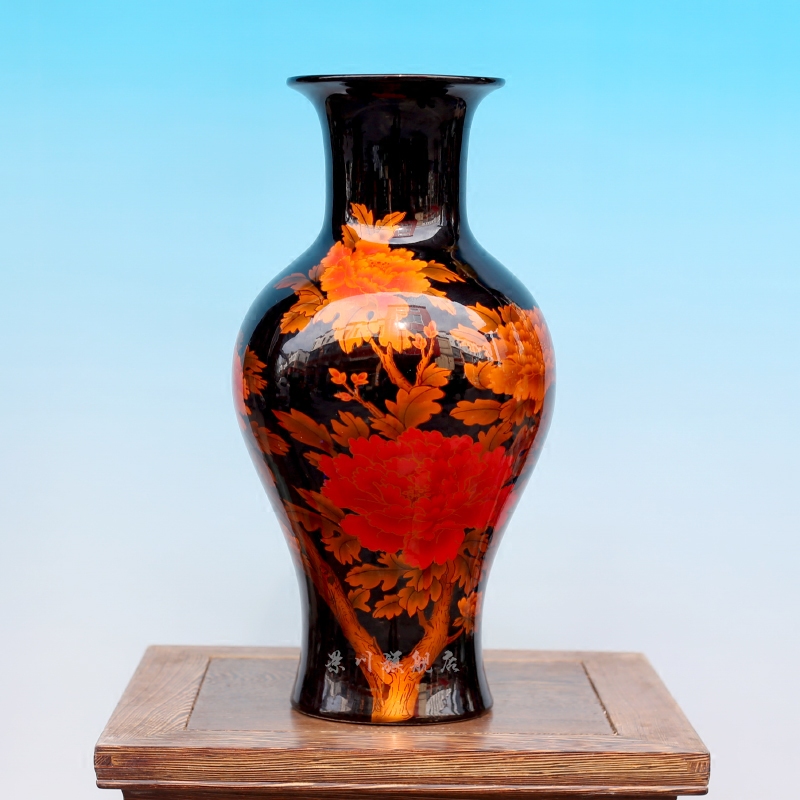 Jingdezhen ceramics vase furnishing articles of modern fashion simple crystal glaze alluvial gold home sitting room adornment handicraft