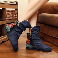 Giày vải Bắc Kinh cũ của phụ nữ boot trắng