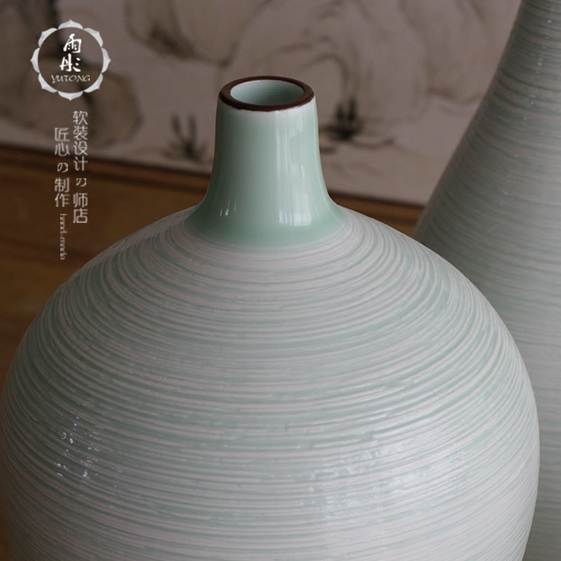 Rain tong home | jingdezhen ceramics craft thread clear fresh air ceramic flower vases, furnishing articles sitting room decoration