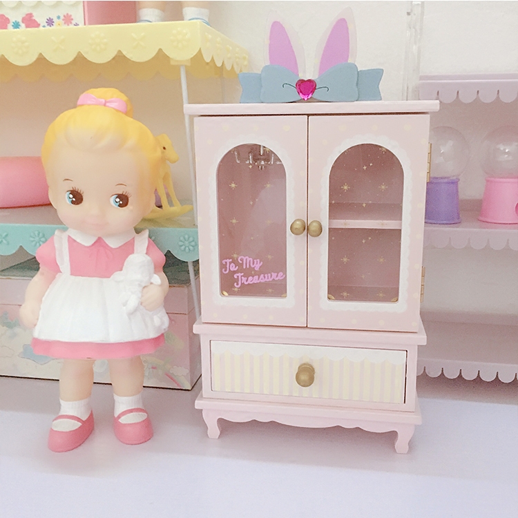 Young Girl Hearts Swimmer Pink Rabbit Ears Double Door First Accessories Box Softgirl Desktop Furnishing Cute Containing Layer Shelf