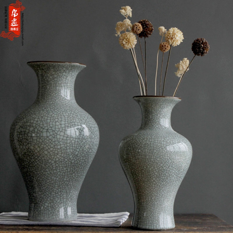 Jingdezhen ceramic dark antique piece of flowers in the sitting room the bedroom of crack open TV ark, home decoration flower implement furnishing articles