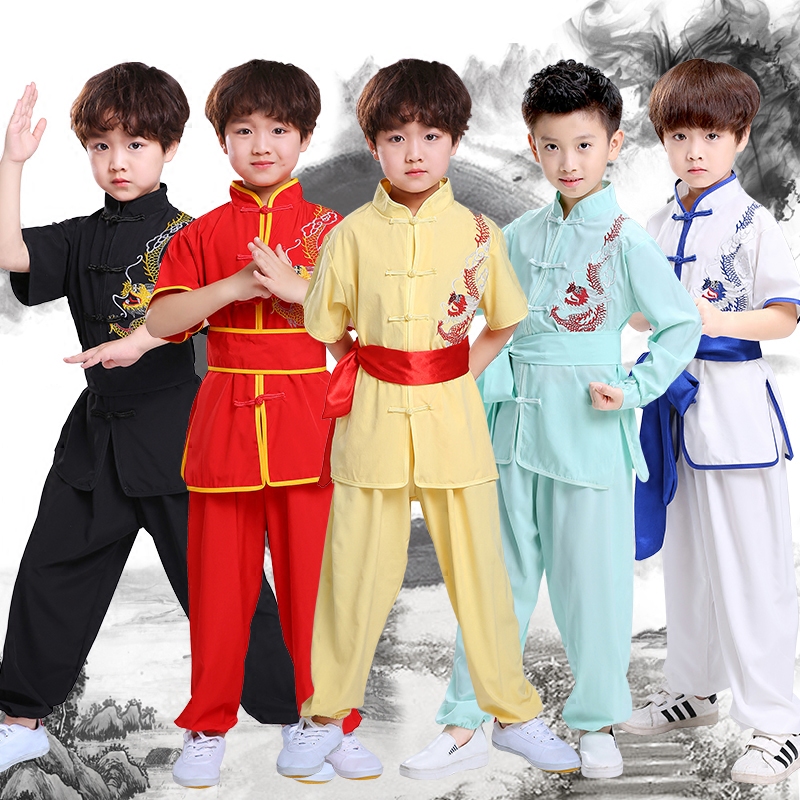 Children's martial arts clothing training suit for short sleeves men, women and young children, Tai Chi new match performance suit training suit