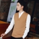 Áo len nam vest vest mùa thu nam v cổ vest đen xu hướng đẹp trai áo len len áo len không tay