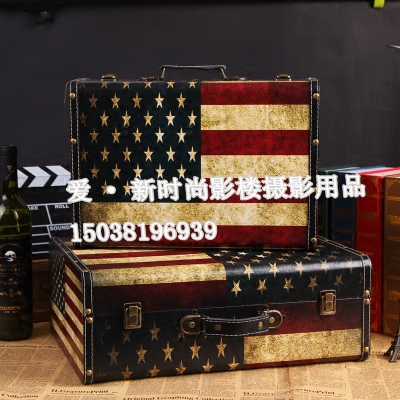 Photography props American flag suitcase clothes window display props European suitcase American box