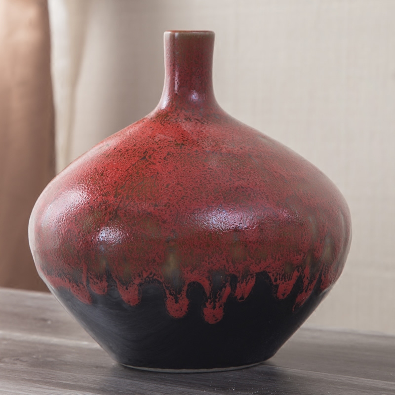 Jingdezhen new Chinese style living room TV cabinet modern furnishing articles red up vase flower arrangement home decoration decoration