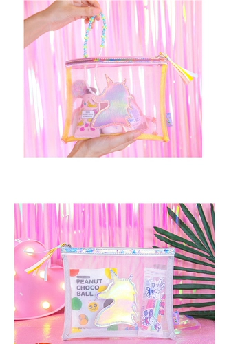 Bentoy Unicorn Unicorn Transparent Mesh Make Bag Makeup Bag Harajuku Girl Fantasy Style Сумка рука