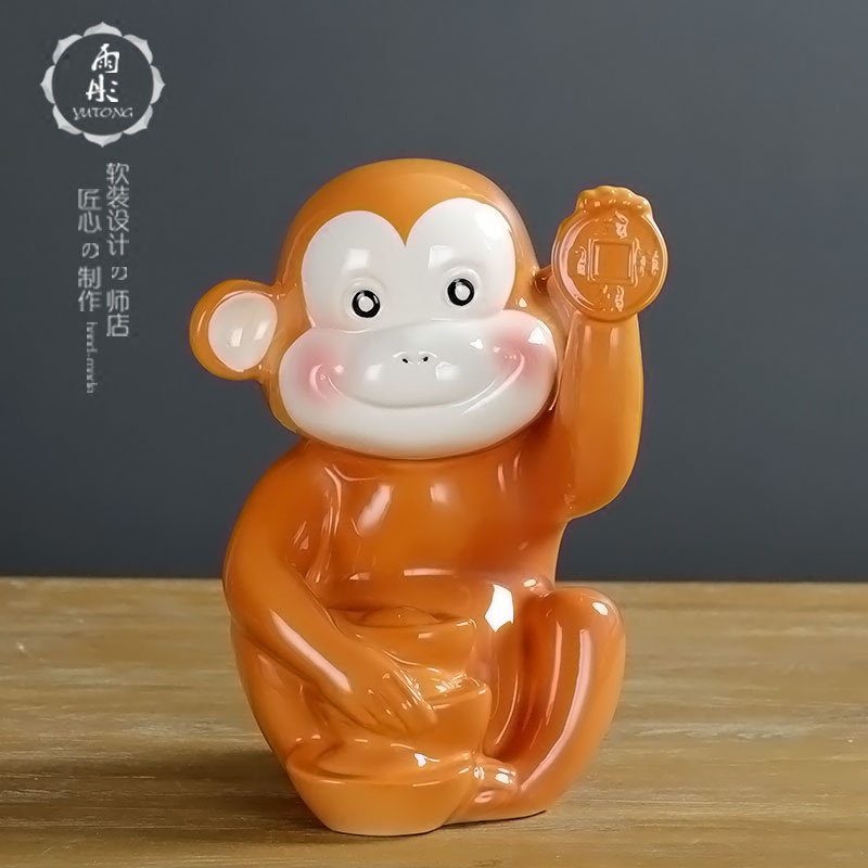 Express monkey made ceramic monkey furnishing articles creative express Chinese zodiac office desktop decoration process