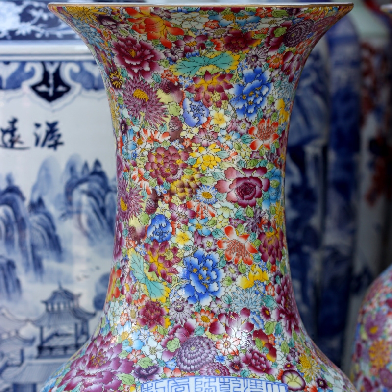 Jingdezhen ceramics from pastel full of large vases, home furnishing articles sitting room of Chinese style hotel adornment