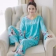 Bộ đồ ngủ nữ bằng lụa cotton dài tay mùa xuân và mùa thu phù hợp với mùa hè bộ đồ mặc nhà mùa hè cotton Giống cái