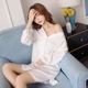 Bộ đồ ngủ nữ mùa hè áo trắng gợi cảm váy chồng dịch vụ nhà Hàn Quốc phiên bản áo dài cotton siêu mỏng gợi cảm đồ lót đẹp Đêm đầm