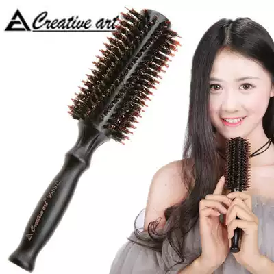 Women's special bristle blowing pear flower head round rolling comb Hair salon blowing curly hair comb Large roll cylindrical comb inner buckle