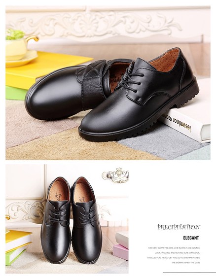 Ruisheng children's shoes black leather shoes boys black single shoes genuine leather middle and large children British students spring and autumn performance shoes