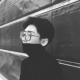 LES đẹp trai T Lin cong hình lõm phải có kính chắn gió hộp lớn retro đôi kính phẳng trang trí kính nam nữ kính giả cận Kính khung