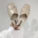 Xuân-Hè 2018 phiên bản mới của Hàn Quốc đơn giản dệt hoang dã đầu vuông Baotou lười nửa dép lê nữ phẳng phiu dép xăng đan nữ Dép