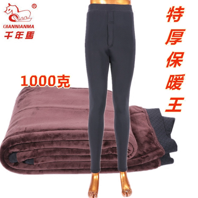 Ngựa ngàn năm dày ấm quần nam dày 9883 bốn lớp cộng với eo nhung mịn quần bông mùa đông miền bắc đích thực - Quần nóng lên