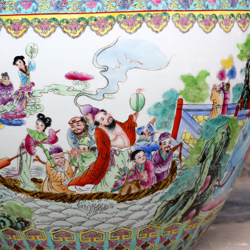 Jingdezhen ceramics hand - made group of fairy tortoise birthday chart a goldfish bowl lotus cylinder sitting room study garden furnishing articles
