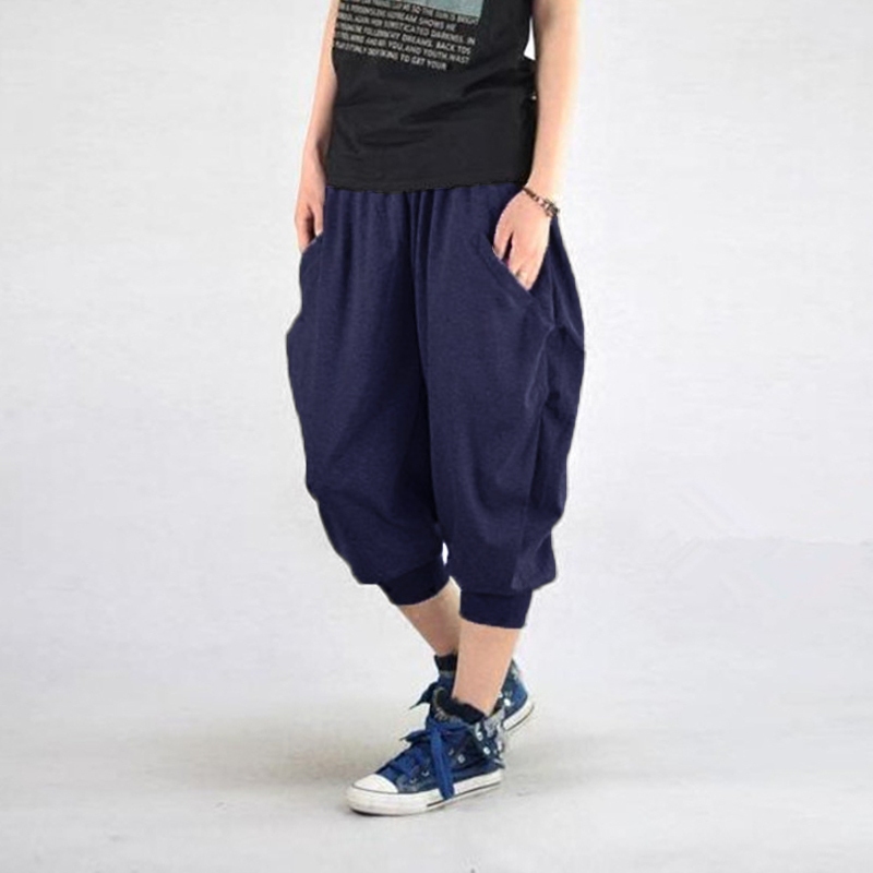 Summer New Thin Korean Style Trendy Harem Wide-Leg Pants, Sports Pants, Casual Pants, Loose Unisex Couple Cropped Pants