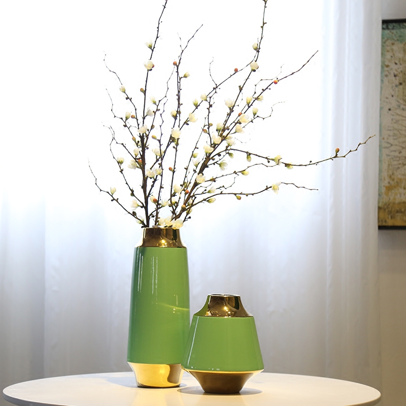 Jingdezhen new Chinese style originality gold - plated vase club mesa adornment flowers flower implement sitting room place porch decoration