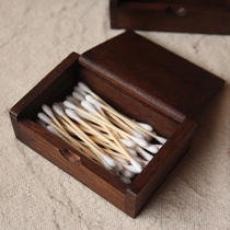 Customized logo and engraved 5 Thai teak cotton swab boxes for hotel supplies solid wood cotton swab boxes