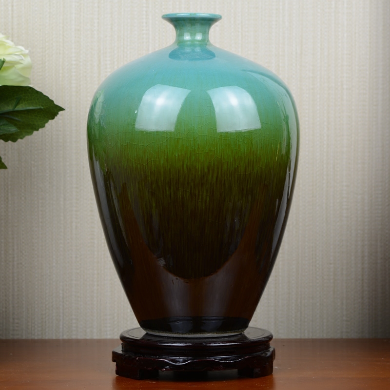 Jingdezhen ceramic up blue vase European ikebana sitting room porch household soft adornment handicraft furnishing articles