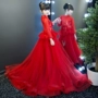 Cô gái catwalk dạ hội váy công chúa váy con chủ trang phục piano hoa cô gái đám cưới phồng màu đỏ váy biểu diễn cho trẻ em